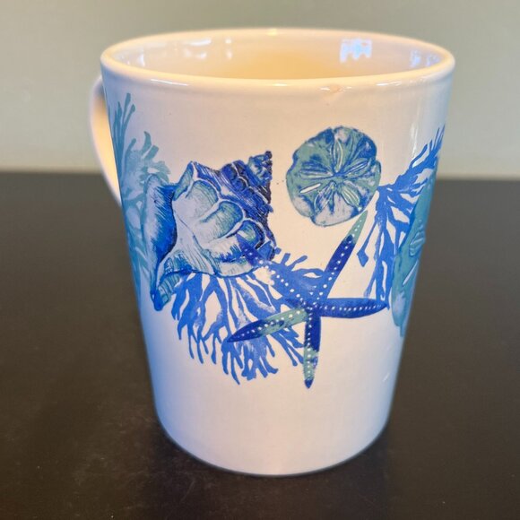 NWT Royal Norfolk SHORE LIVING Mug w/ Seashells & Starfish in Blues & Green - Picture 4 of 12